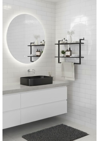 2'li Duvara Monte Banyo Rafları Antrasit Diğer
