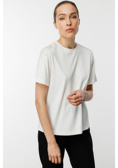 On Fashion Bluz Omuzları Taşlı Sıfır Yaka Kısa Kol Siyah
