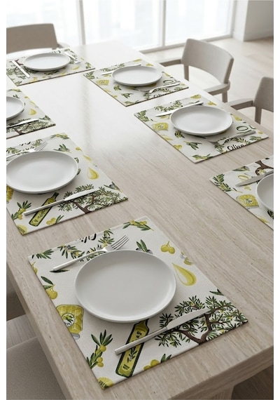 Su Geçirmez Amerikan Servis 6'lı Set Leke Tutmaz Silinebilir Masası Tabak Altlığı 35x45 Cm Çok Renkli