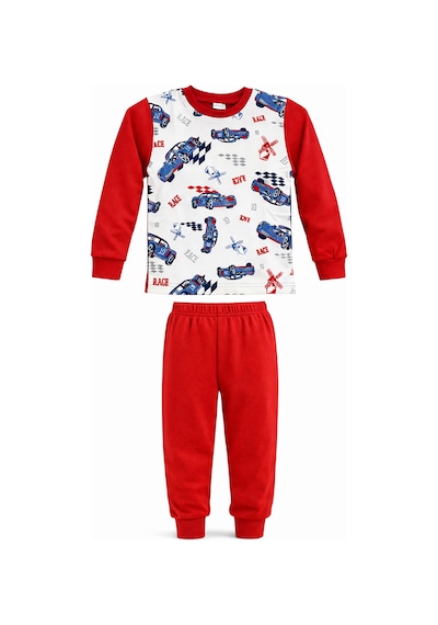 Remsa Erkek Çocuk Pamuklu Desenli Pijama Takımı 6068-13 Kırmızı Kırmızı