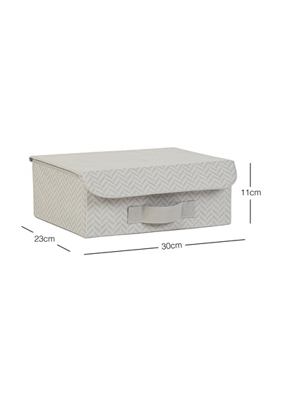 Ocean Home Textile Çekmece İçi Gri Balıksırtı Kapaklı Kutu 30 x 23 x 11 cm