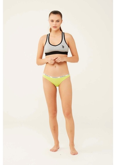 U.S. Polo Assn. Kadın Mercan - Neon Yeşil - Turkuaz 3 Lü Brazilian Slip 66275 Yeşil