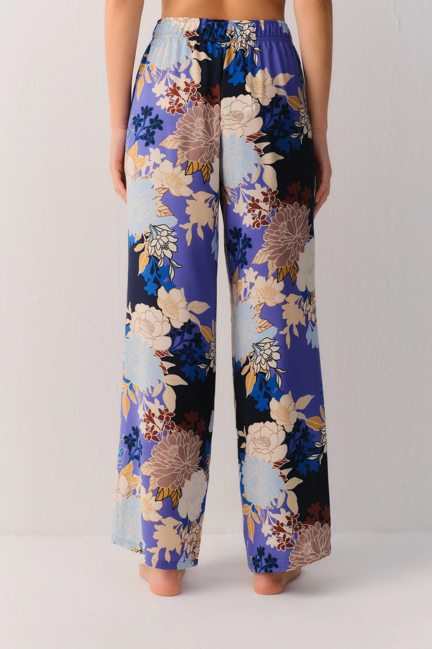 Suwen Flowery Night Pantolon Sh26404624846 Çiçek Desenli