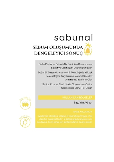 Sabunal Limon Sabunu 2 Adet - C Vitaminli Sebum Dengeleyici Cilt Sabunu