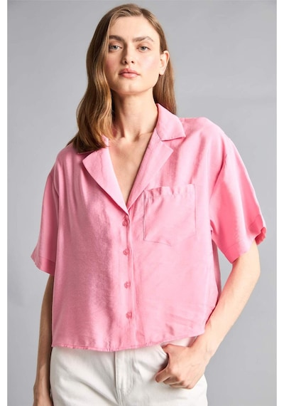 Defacto Pijama Yaka Modal Kısa Kollu Gömlek H7938ax26smpn164 Pembe-pn164