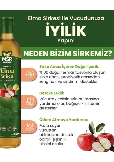 Doğal Fermantasyon Elma Sirkesi 500 Ml