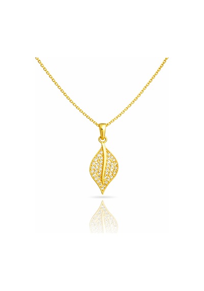 Çekirdekjewelry 925 Ayar Gümüş Altın Kaplama Minik Yaprak Kolye Sarı