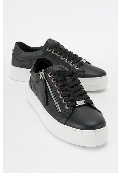 Luvishoes Berly Siyah Hakiki Deri Kadın Sneakers Siyah