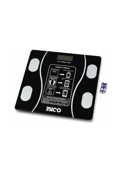 İbico İ11-023 Dijital Banyo Baskül Terazi Tartı 180kg/50g Kas Oran Bluetooth Vücut Analizli Su Cam Diğer