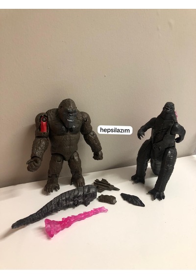 2 Adet Godzılla Kong Aksesuarlı Model Oyuncak Godzilla