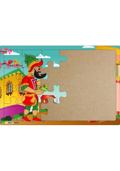 Karagöz Ve Hacivat  3-9 Yaş Çocuklar Için 24 Parçalı Ahşap Puzzle