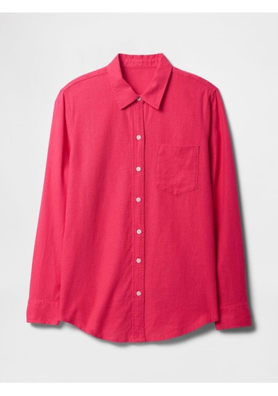 Gap V-lınen Easy Shirt - Beachy Kadın Gömlek-8073 Pembe