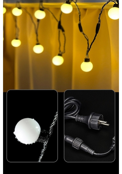 5 Metre 28' Li Led Işıklı Ampul Top Dizeleri Dekoratif Top Led Sarı Sarı