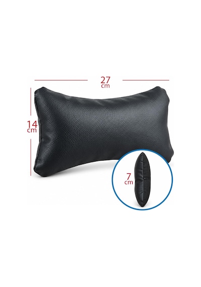 Ergonomik Oto Boyun Yastığı - Sürüş Destek Ve Yolculuk Yastığı 2 Adet - Suni Deri Fermuarlı - Lastikli Pratik Montaj Siyah