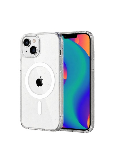 Apple Uyumlu Apple Uyumlu iPhone 14 Combo Simli Magsafe Kapak - Şeffaf Standart