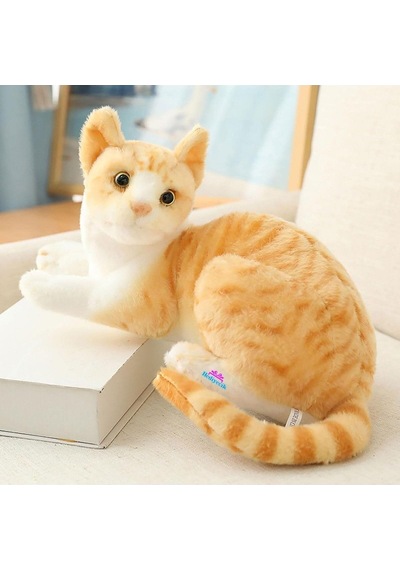 Hediyecik Gerçek Görünümlü Peluş Kedi Sarı Tekir 40 Cm, Sarı