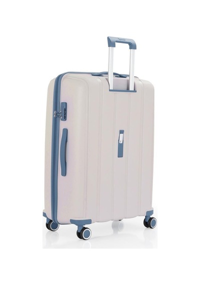 Mçs Bavul Büyük Ve Kabin 2li Set Kırılmaz Silikon Valiz V305 Kemik/skyblue Kemik