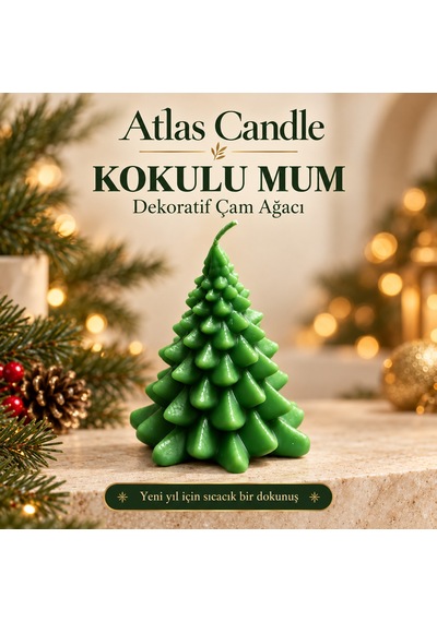 Yeşil Kokulu Çam Ağacı Mum - Dekoratif Yılbaşı Hediyesi
