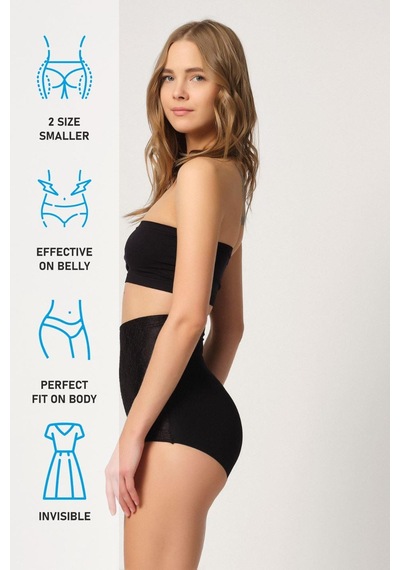 Siyah Mı Emay 2842 Lazer Dantelli Slip Korse Siyah