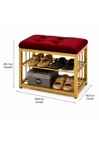 Ayakkabılık Ayakkabı Düzenleyici Gold Metal Bordo