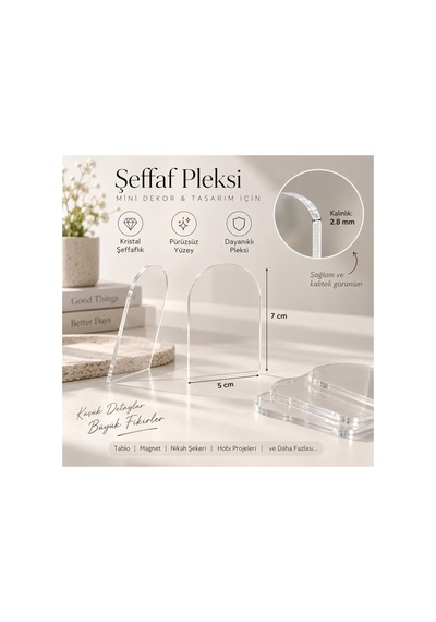 25 Adet 7x5 Cm Üstten Delikli Şeffaf Dökme Pleksi 2.8 Mm Kalınlık Akrilik Plaka Nikah Şekeri, Magnet Ve Hobi İçin Çok Renkli