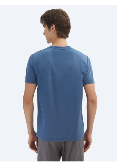 Kip İndigo Düz Bisiklet Yaka T-shirt Indigo