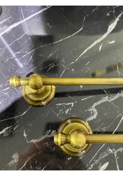 İsaoğlu Yapı Antik Gold Havluluk Ve Tuvalet Kağıtlığı Vintage Tasarım Komple Pirinç Havluluk Ve Kağıtlık Mat Gold Gold