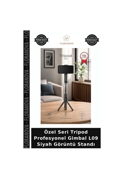 Özel Seri Tripod Profesyonel Gimbal L09 Siyah Görüntü Standı