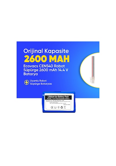 Ecovacs Cen540 Robot Süpürge 2600 Mah 14.4 V Batarya  Uyumlu Uzun Ömürlü, Yüksek Performans Pil