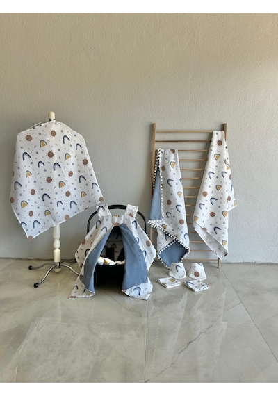 %100 Pamuk 9 Parça Çift Taraflı Muslin Set Kahve Gnş