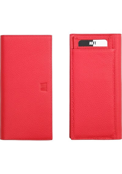 Mft Leather Hakiki Deri Kartlıklı Unisex Cüzdan Lilyum 7286 Flother Mat Kırmızı