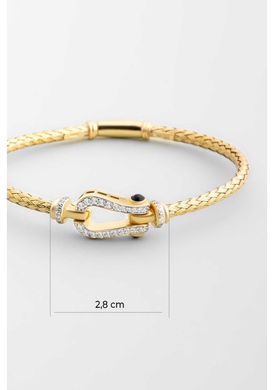 So Chic İtalyan 18 Ayar Sarı Altın Kaplama Gümüş Kelepçe Bileklik Sarı