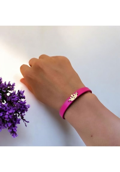 Archin I Harfine Özel Taç Motifli 14 Ayar Altın Plakalı Doğal Pembe Derili Hediye Bileklik-642harf I Archin I Harfine Özel Taç Motifli 14 Ayar Altın Plakalı Doğal Pembe Derili Hediye Bileklik-642harf I
