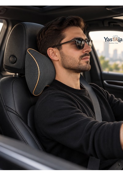 Araç İçi Antrasit Ergonomik Boyun Destekli Ortopedik Visco Oto Koltuk Başlığı
