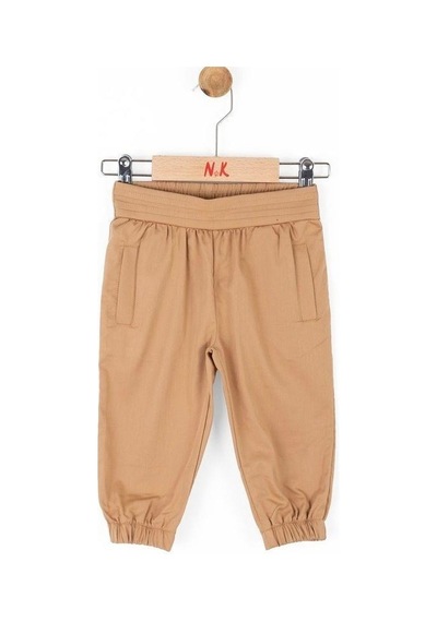 Nk Kids Kız Bebek Beli Paçası Lastikli Kumaş Pantolon-13838 Kahverengi