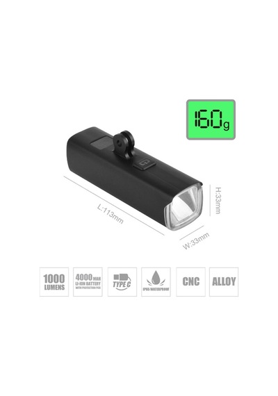 Brivigan Lw-g1000 Usb Şarjlı 1000 Lümen Işık Bisiklet Lamba Siyah