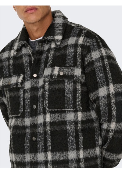 Only & Sons Onsgıo Lf Check Padded Jacket Otw Erkek Black Mont - 22030156 Siyah