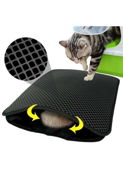 Lunaev Kedi Tuvalet Önü Kum Toplayıcı Temizleyici Elekli Gri Paspas