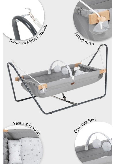 Wellgro Cozy Nest Hamak Beşik Gri, Anne Yanı Bebek Hamağı