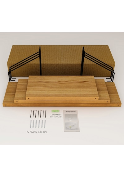Roomiehome Catchme Mutfak Banyo Yaşam Alanı Duvar Rafı Kitaplık 3'lü Set - 445233612