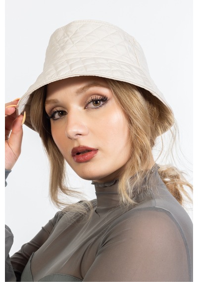 Ladycolor Kışlık Kapitone Bucket Balıkçı Şapka Krem Krem