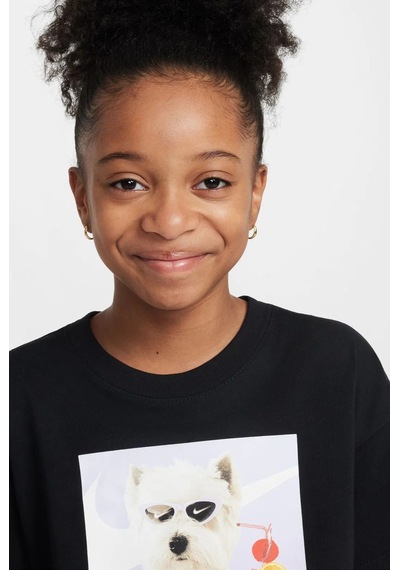 Nike Sportswear Kids Tee Black Baskılı Çocuk Tişört Siyah Siyah