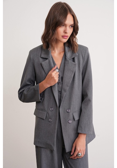 Mixray 4745 Kadın Oversize Blazer Ceket Antrasit