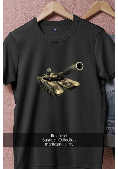 Oversize Battlefield2 Tank Tasarımlı Unisex T-shirt Siyah