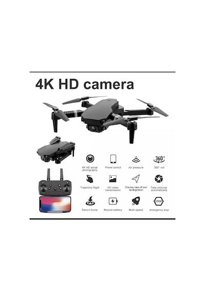 E88 Drone 4k Hd Çift Kameralı Drone App Kontrol Wifi Li Katlanabilir Quatcopter X3 Batarya Uyumlu