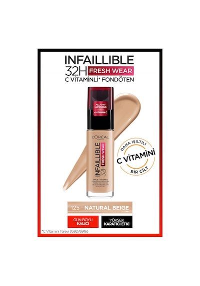 L'Oreal Paris Infaillible 24H Fondöten 125 Natural Rose 30 ML