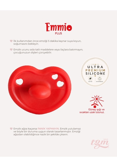 Tgm Baby Ultra Premium Silikon Kalpli Emzik Plus Kırmızı