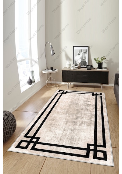 West Home Dijital Baskı Yıkanabilir Kaymaz Taban Salon Halısı Mutfak Halısı Yolluk Wh 422 Beige