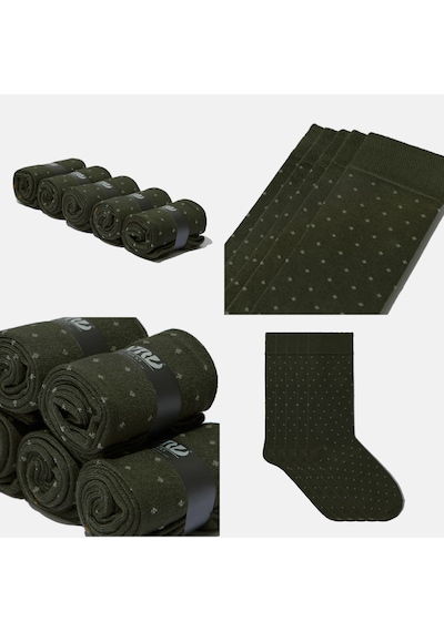 Dikişsiz Bambu Çorap Nokta Desenli Haki Yeşil Renk Bambu Erkek Çorap Kutulu 5 Çift Premium Uzun Çorap Soket Çorap Bambu Mix