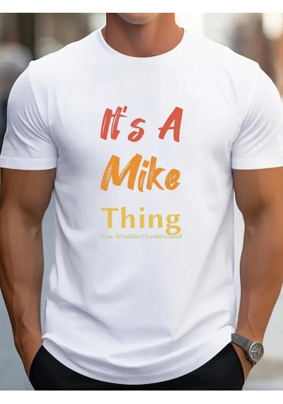 Defymoda Erkek It Is A Mike Thing Baskılı Erkek T-shirt Beyaz